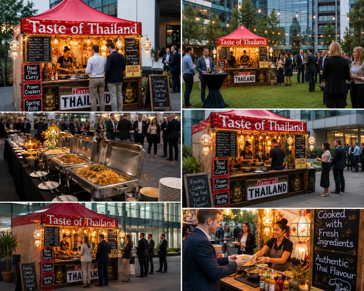 Taste of Thailand pop-up Thai catering stall at a corporate event in Dorset