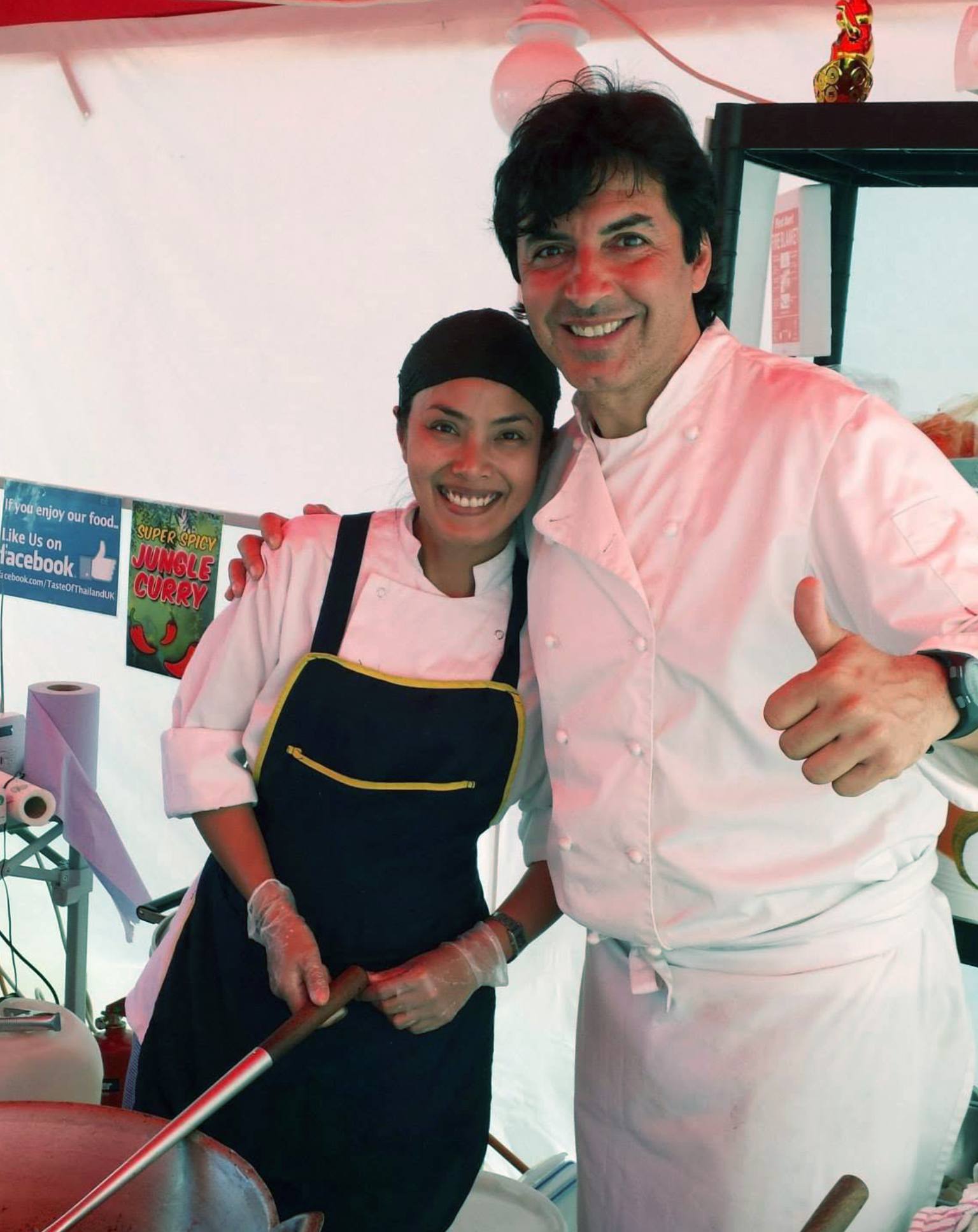 Manaow Prasatthong with Michelin-starred chef Jean-Christophe Novelli at Ipswich Food Festival