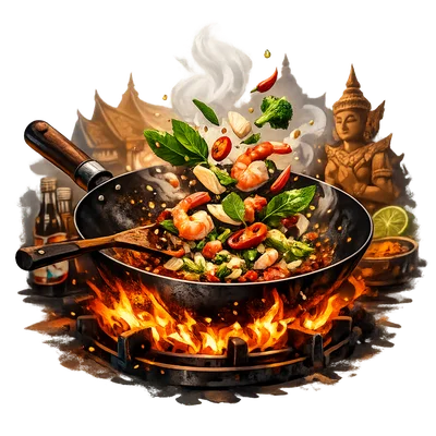Thai wok used for authentic stir fry cooking at Taste of Thailand events
