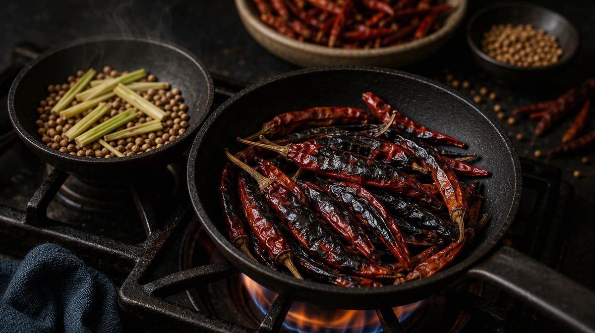 How to Dry-Roast Thai Chillies for Curry Paste