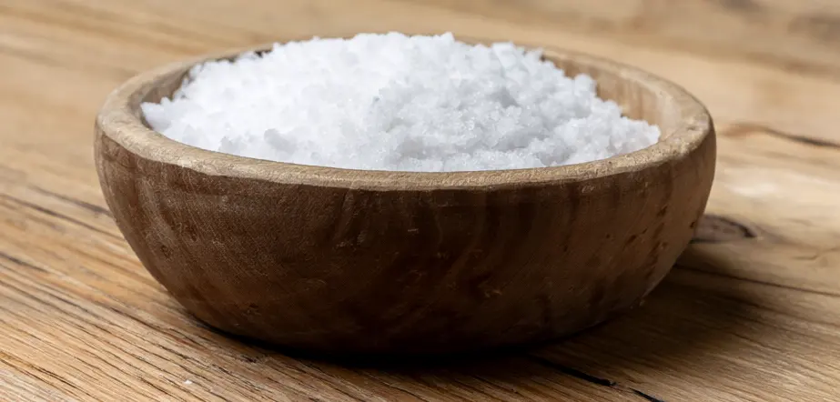 wooden bowl of salt