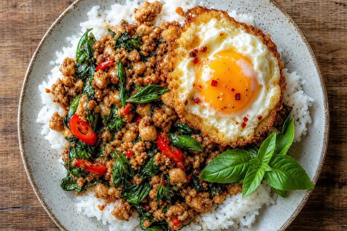 Pad krapow gai Thai basil chicken