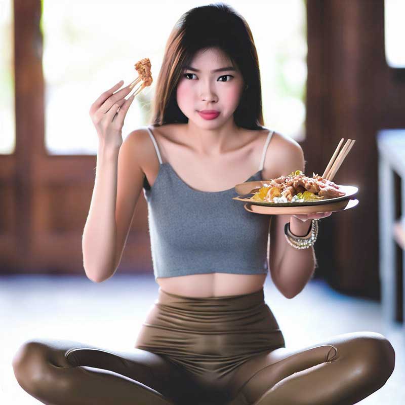 Slim Thai girl wondering is Thai food healthy?