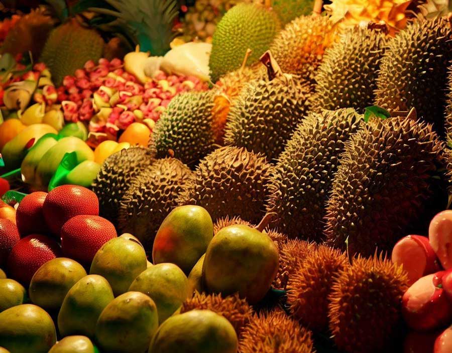 exotic fruits in a night market in thailand