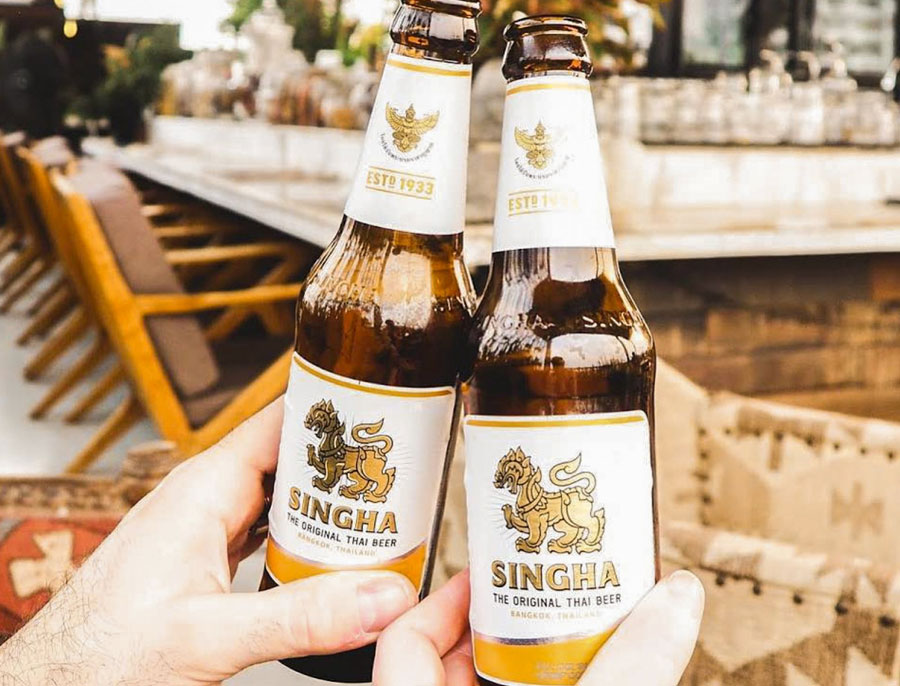 Singha, on of the most popular thai beer brands