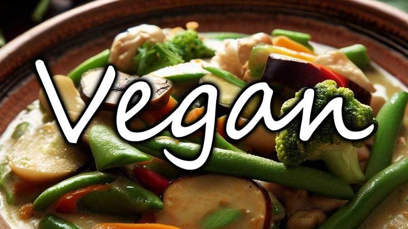 Vegan Thai green curry recipe made with fresh vegetables and coconut
